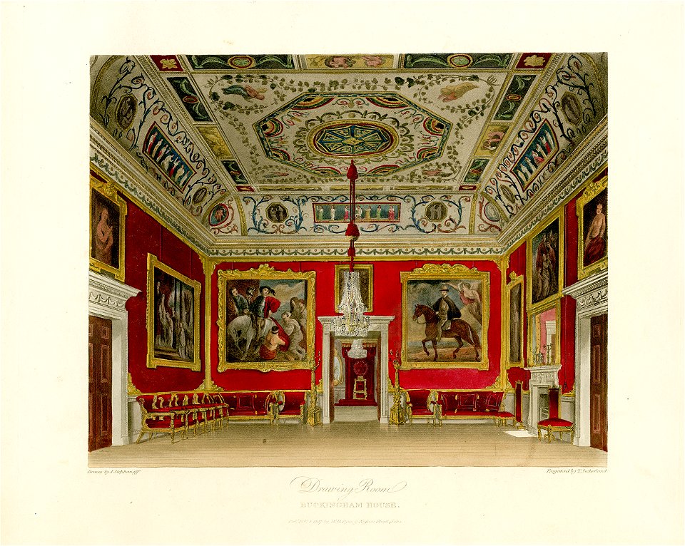 Drawing Room, Buckingham House, from Pyne's Royal Residences, 1819 - panteek pyn67-412