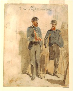 Drawing, From Richmond; Two Wounded Soldiers, 1862 (CH 18173695). Free illustration for personal and commercial use.