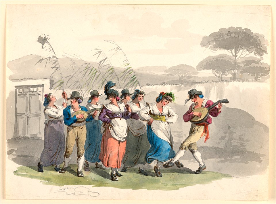 Drawing, Saltarello Romano, Dancing Peasants In The Neighborhood Of Rome, 1807–08 (CH 18329619)