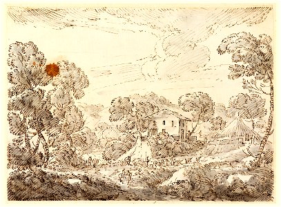 Drawing, A Peasant’s Dwelling in Woody Country, 1750–1770 (CH 18122075)