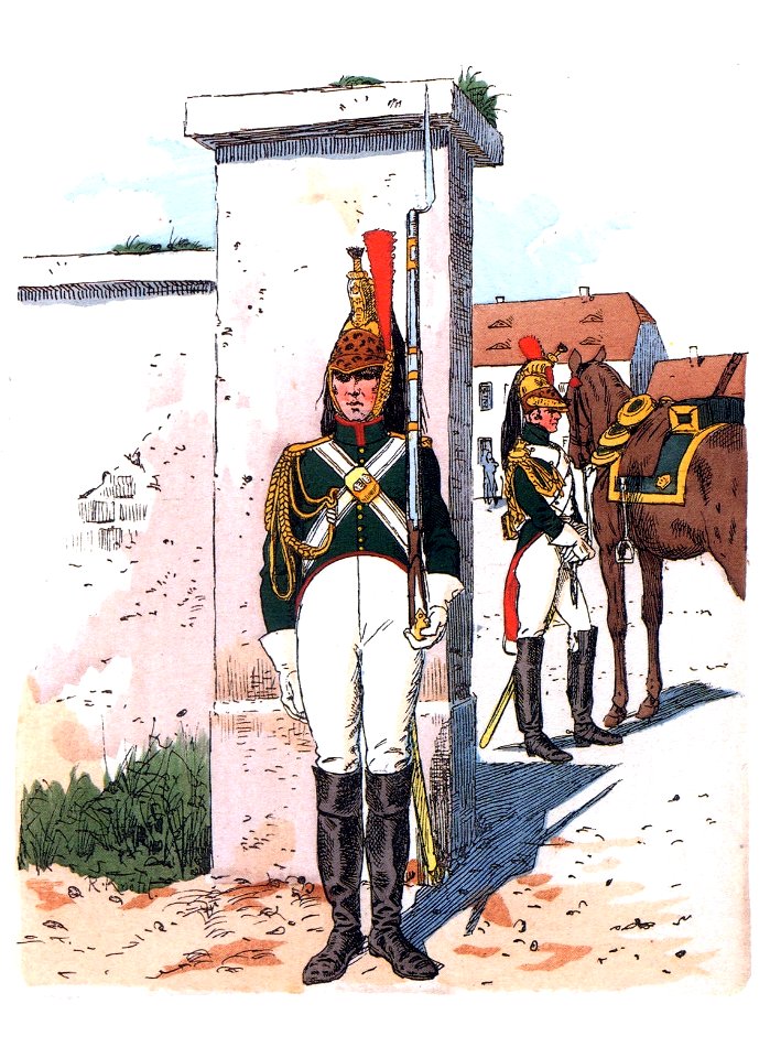 Dragons de la Garde impériale en surtout et grande tenue, 1806