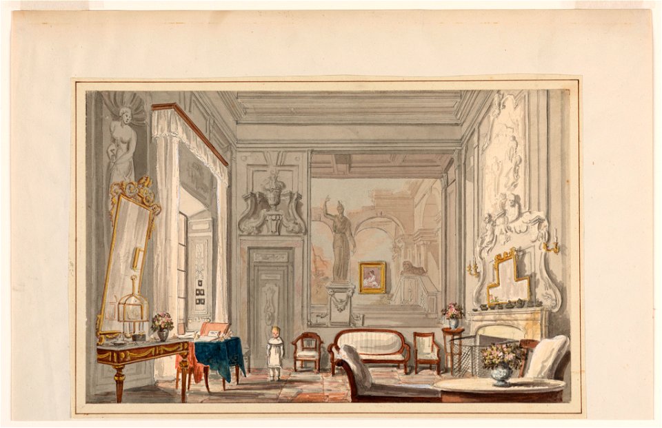 Drawing, A Room in a Florentine Palace, 1824 (CH 18708099)