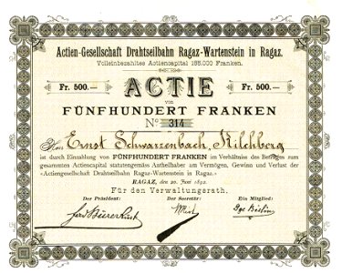 Drahtseilbahn Ragaz-Wartenstein 1892