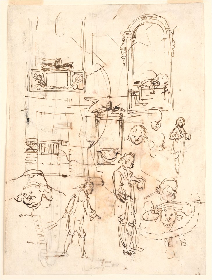 Drawing, Architectural and Figural Sketches, ca. 1760 (CH 18108501-2)