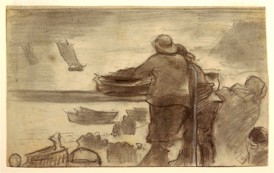 Drawing, Beach with Boats and People, Cullercoats, England, 1881–82 (CH 18174561)
