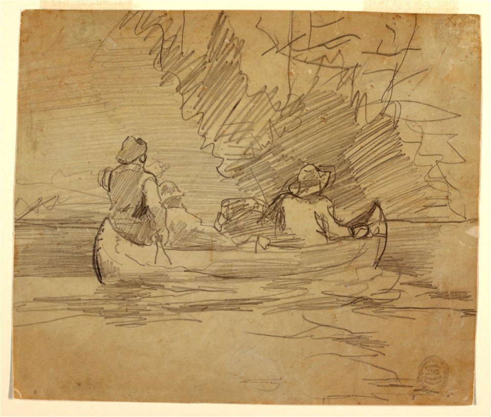 Drawing, Canoe with Three Men, ca. 1897 (CH 18174555)