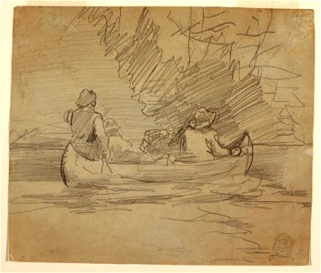 Drawing, Canoe with Three Men, ca. 1897 (CH 18174555). Free illustration for personal and commercial use.