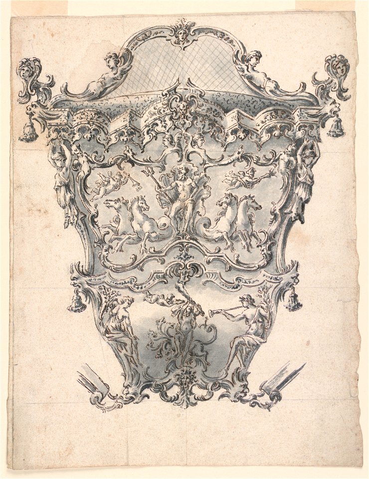 Drawing, Design for a back panel of a coach, 1720–50 (CH 18540525)
