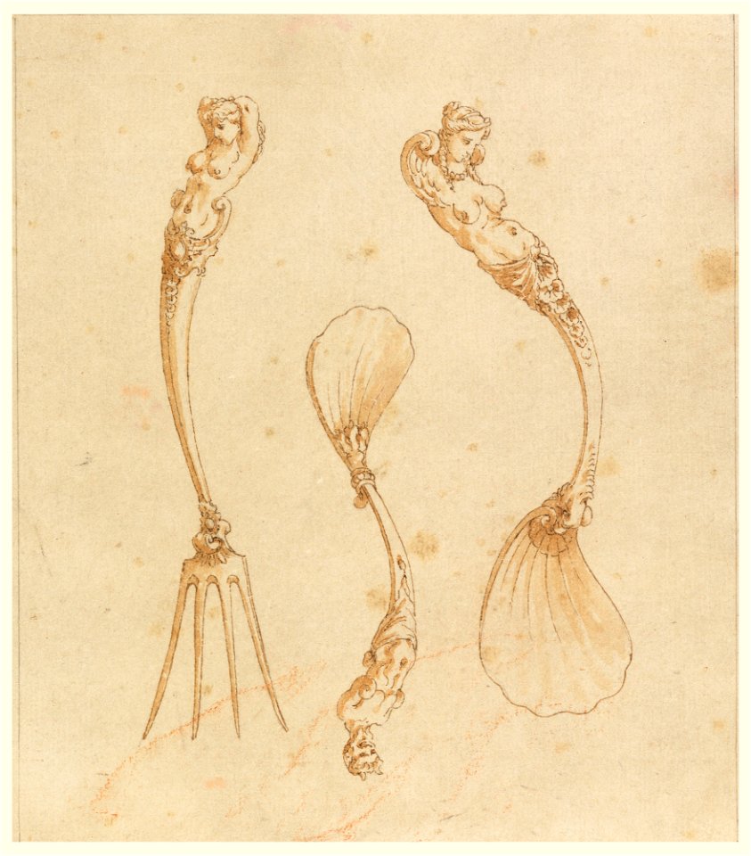 Drawing, Design for a Fork and Two Spoons, late 16th century (CH 18552327)