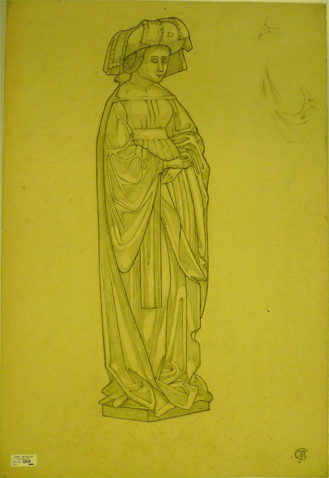 Drawing after one of the weepers from the tomb of Isabella of Bourbon by Pierre Cuypers 3928