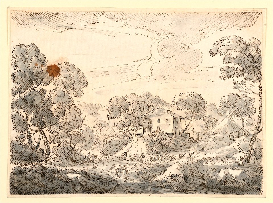 Drawing, A Peasant’s Dwelling in Woody Country, 1750–1770 (CH 18122075-2)