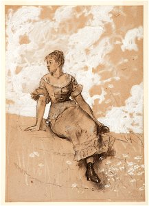 Drawing, A Seated Girl; study for The Garden Wall, 1878 (CH 18174883)