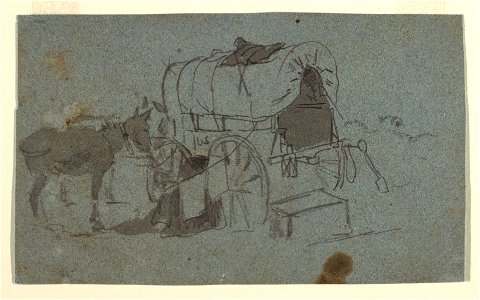Drawing, An Army Wagon and Mule, ca. 1862 (CH 18173985). Free illustration for personal and commercial use.