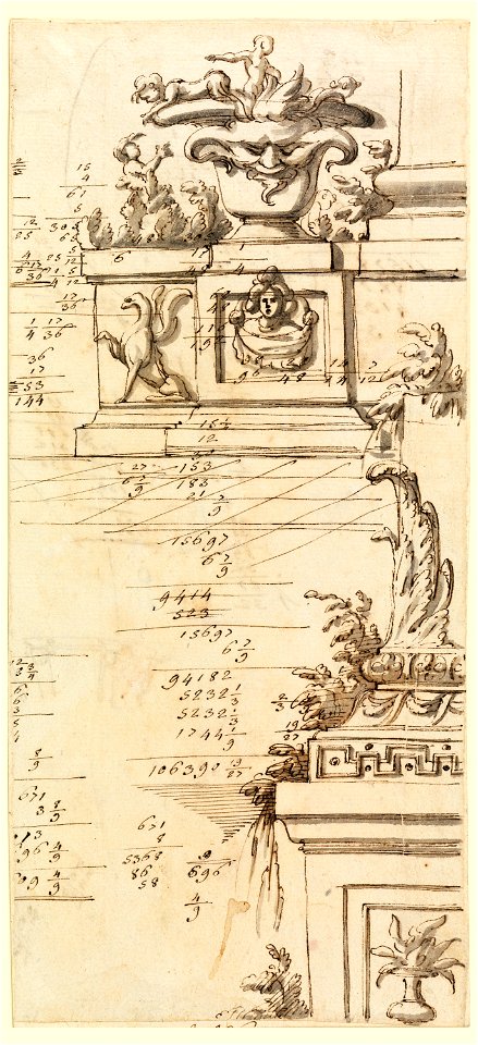 Drawing, Architectural Studies and Accounting, mid- 18th century (CH 18127619)