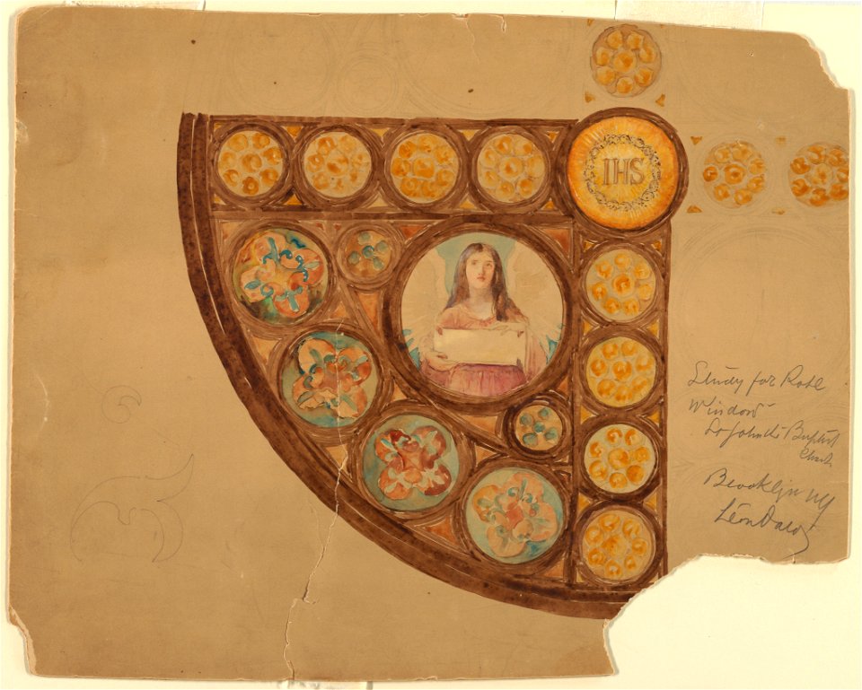 Drawing, Design for Rose Window, St. John the Baptist, Brooklyn, NY, 1905 (CH 18439633-2)