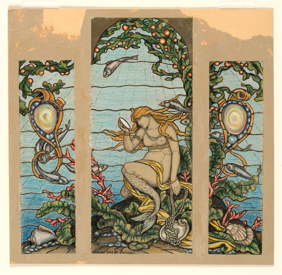 Drawing, The Mermaid Window, Design for Stained Glass Window for the A.H. Barney Residence, New York, NY, 1882 (CH 18404391)