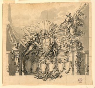 Drawing, Design for the decoration of the façade of St. Peter's, Rome, for the Canonization of Giuseppe da Capertino and Jeanne-Françoise de Chantal, July 16, 1767 (CH 18114757)