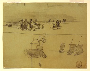 Drawing, Beach Scene with Women Carrying Baskets, Cullercoats, England, 1881–82 (CH 18175001)