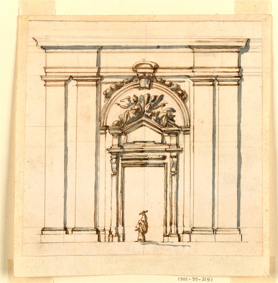 Drawing, Design for the section of a part of a wall with a doorcase, 1740–60 (CH 18114155-2)