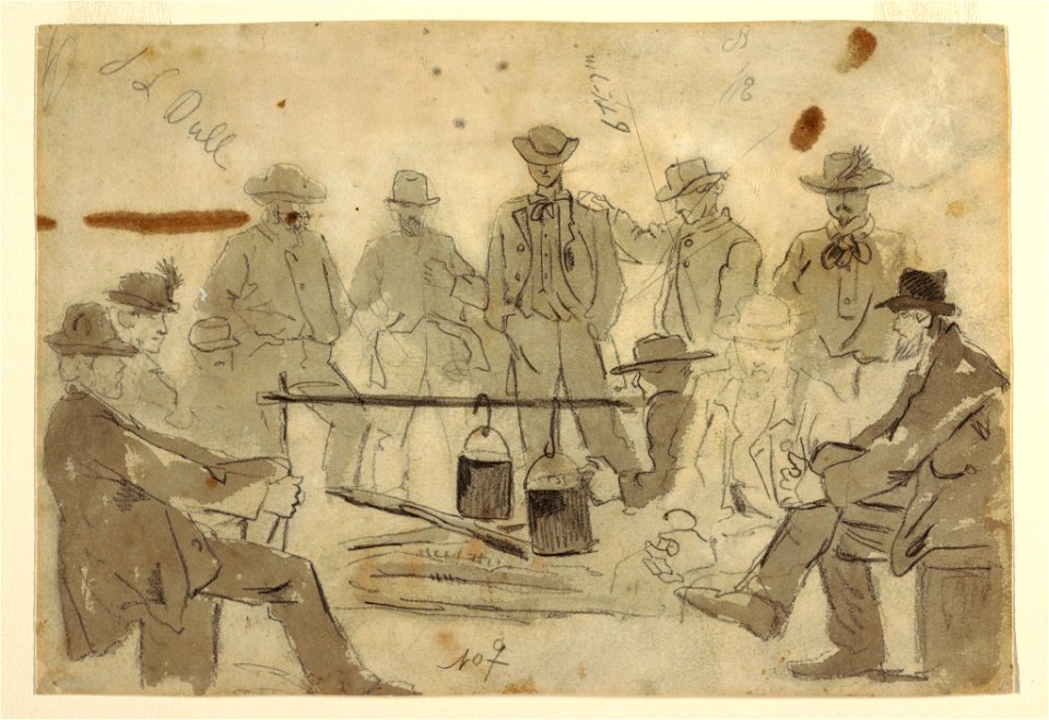 Drawing, Campfire with Soldiers Grouped About, 1862 (CH 18173827)