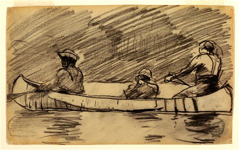 Drawing, Canoe with Three Men, probably 1897 (CH 18175107)
