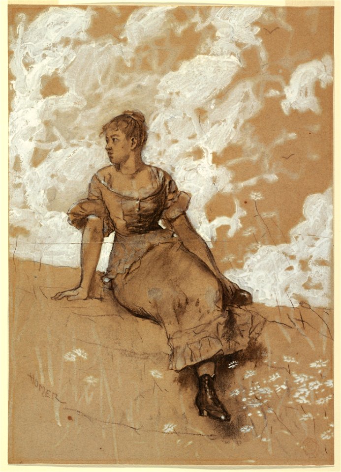 Drawing, A Seated Girl; study for The Garden Wall, 1878 (CH 18174883-2)