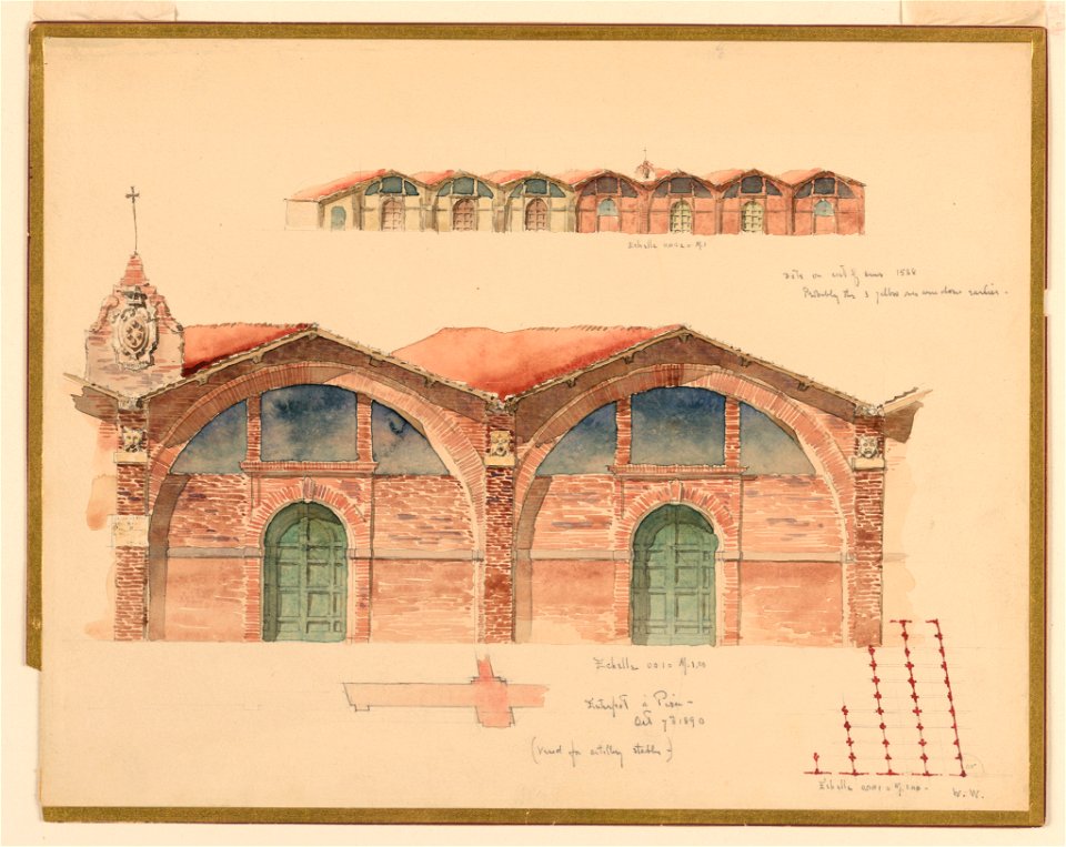 Drawing, A Warehouse of the 16th Century in Pisa, Italy, October 7, 1890 (CH 18570613-2)