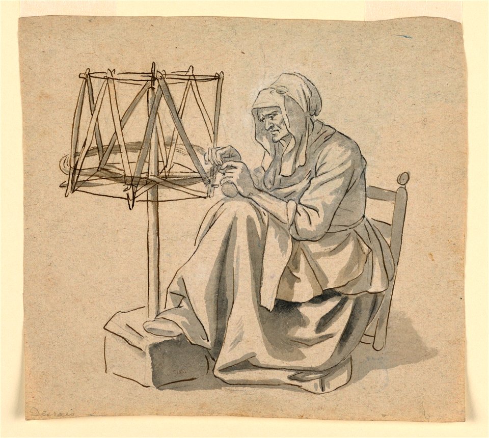 Drawing, An Old Woman Spinning, 1810–30 (CH 18326193-2)