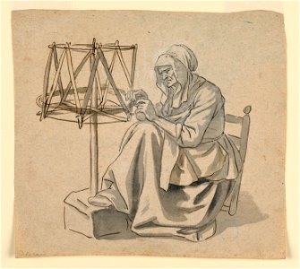 Drawing, An Old Woman Spinning, 1810–30 (CH 18326193-2)