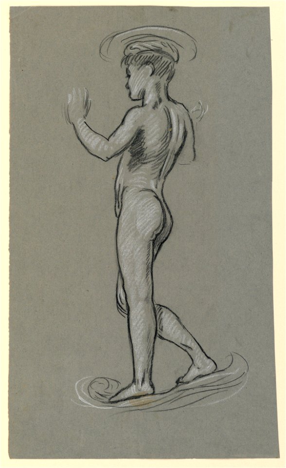 Drawing, figure study for a fountain design, ca. 1890 (CH 18404461)