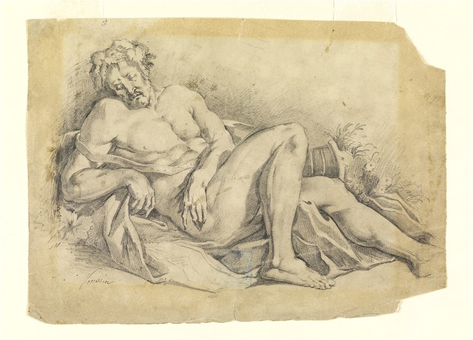 Drawing, Bacchus Sleeping (after Poussin), 1886–92 (CH 18439679)