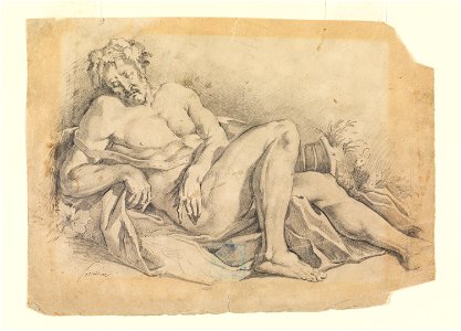 Drawing, Bacchus Sleeping (after Poussin), 1886–92 (CH 18439679)