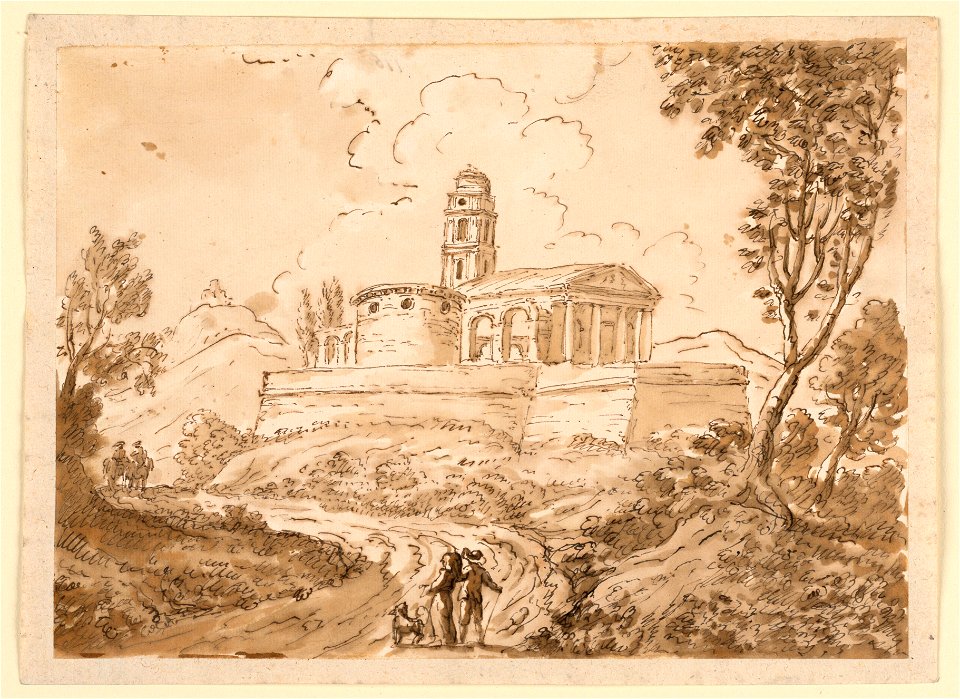 Drawing, Figures on Road, mid- 18th–late 18th century (CH 18128079-2)