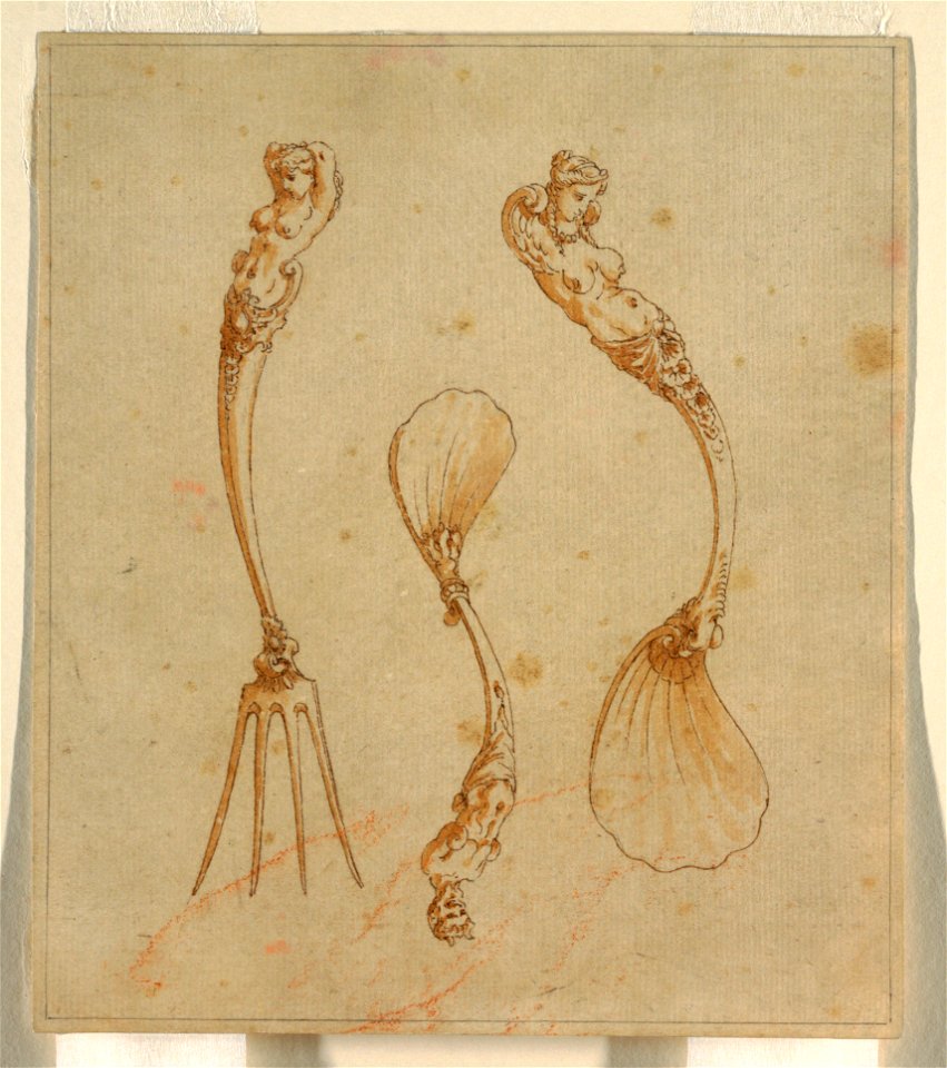 Drawing, Design for a Fork and Two Spoons, late 16th century (CH 18552327-2)