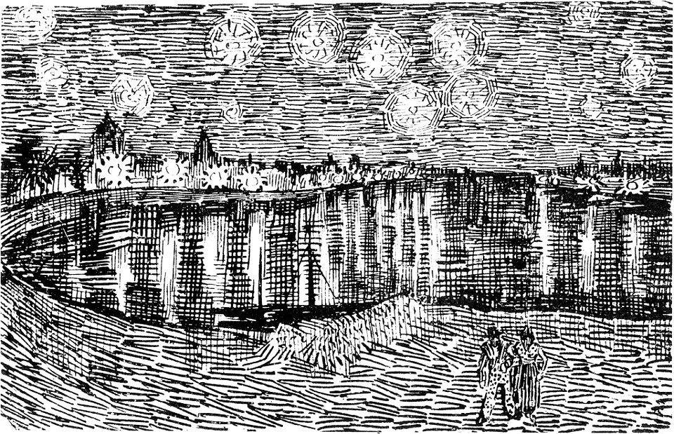 Drawing Starry Night over the Rohne by Van Gogh
