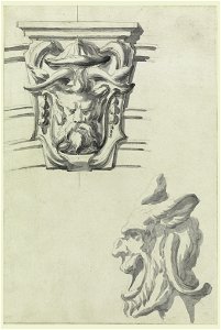Drawing, Design for a keystone and a mask, 1750–80 (CH 18113747)