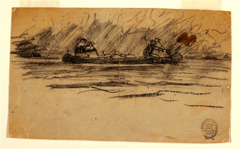 Drawing, Canoe with Two Men, probably 1897 (CH 18175115). Free illustration for personal and commercial use.
