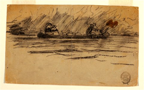 Drawing, Canoe with Two Men, probably 1897 (CH 18175115)