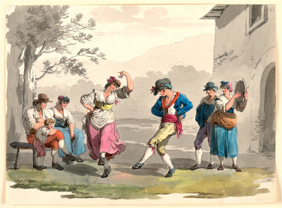 Drawing, Saltarello Romano, Dancing Peasants In The Neighborhood of Rome, 1807–08 (CH 18329615)
