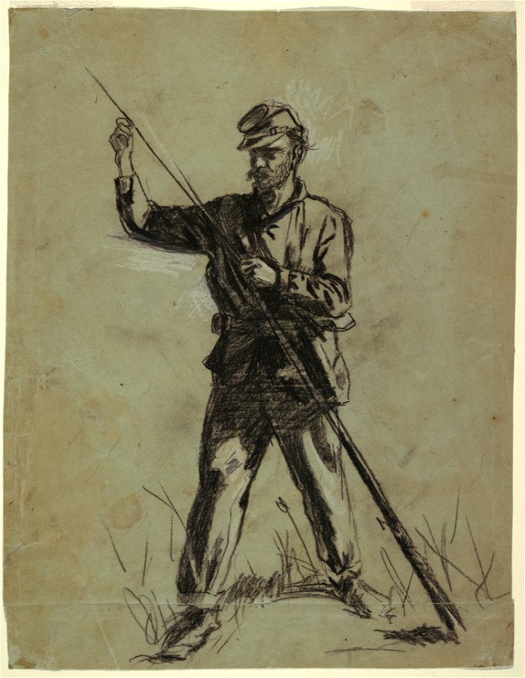 Drawing, Cavalry Soldier Loading a Rifle, 1863–64 (CH 18175517)