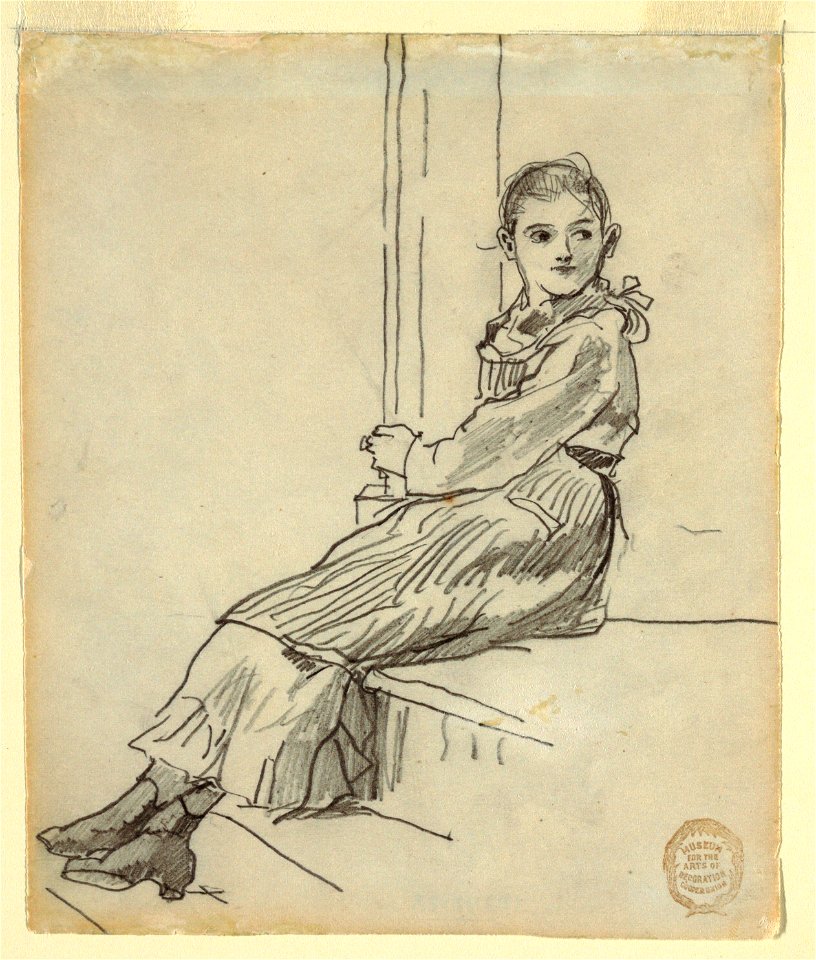 Drawing, Girl Seated on a Porch Step, 1879 (CH 18175345)