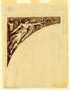 Drawing, A Winged Victory in the Left Spandrel of an Arch, ca. 1805 (CH 18109353)