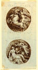 Drawing, A Winged Victory Riding a Chariot; A Winged Victory Crowning Minerva; two roundels, ca. 1805 (CH 18122511)