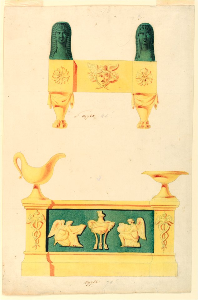 Drawing, Design for two andirons, 1800–1825 (CH 18326075)