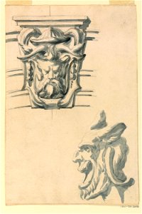 Drawing, Design for a keystone and a mask, 1750–80 (CH 18113747-2)