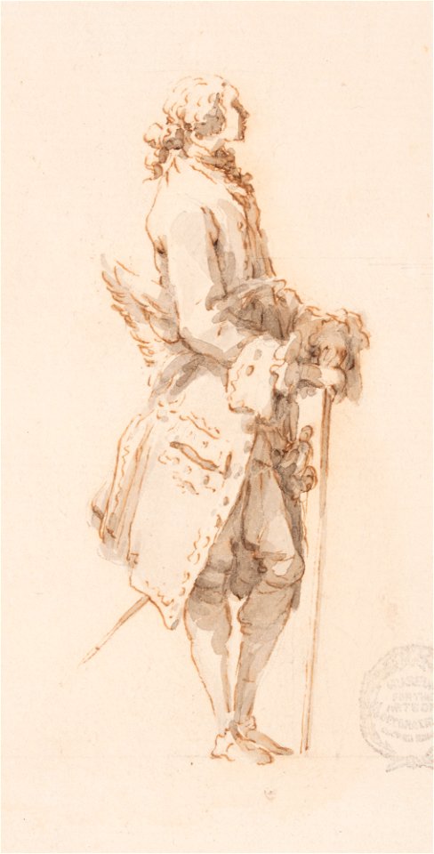Drawing, Design for a Mantelpiece in the Villa Albani with Two Men and a Dog, 1755–57 (CH 18109287-3)