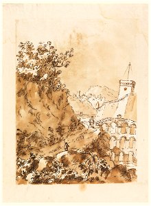 Drawing, Landscape with Mountain Town, 1760–80 (CH 18128073)