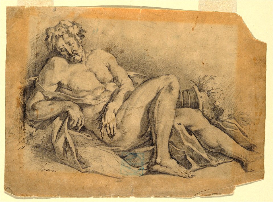 Drawing, Bacchus Sleeping (after Poussin), 1886–92 (CH 18439679-2)