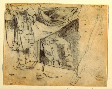 Drawing, Before an Army Hut, 1862 (CH 18173783). Free illustration for personal and commercial use.