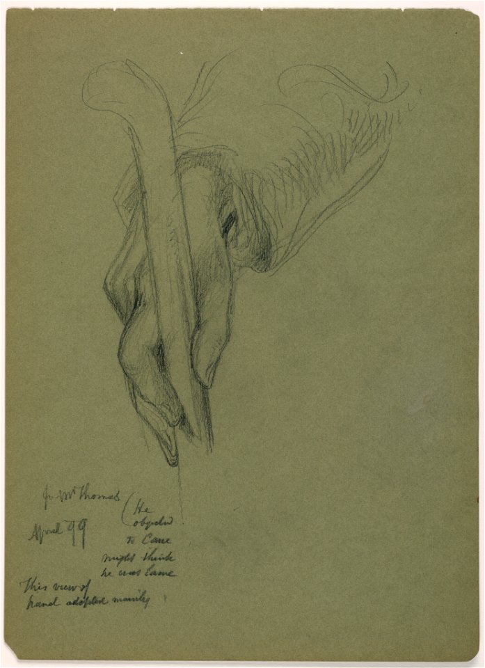 Drawing, Evan Thomas, Right hand with Cane, 1899 (CH 18566893)